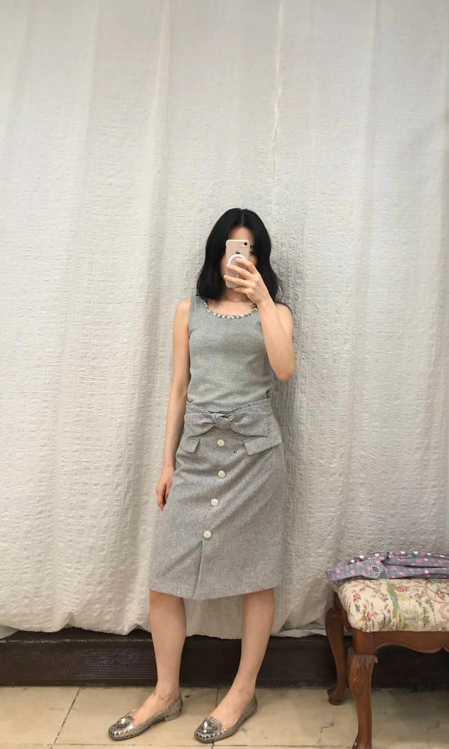 Beads detail grey sleeveless 상품이미지4