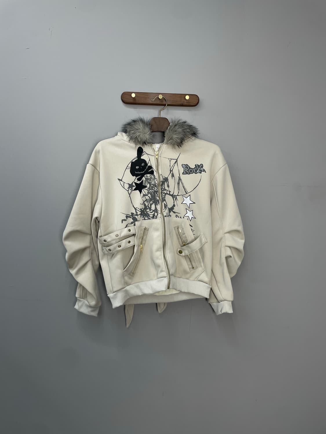 빈티지 y2k 모피 칼라 토끼귀 후드집업 H1254 상품이미지3