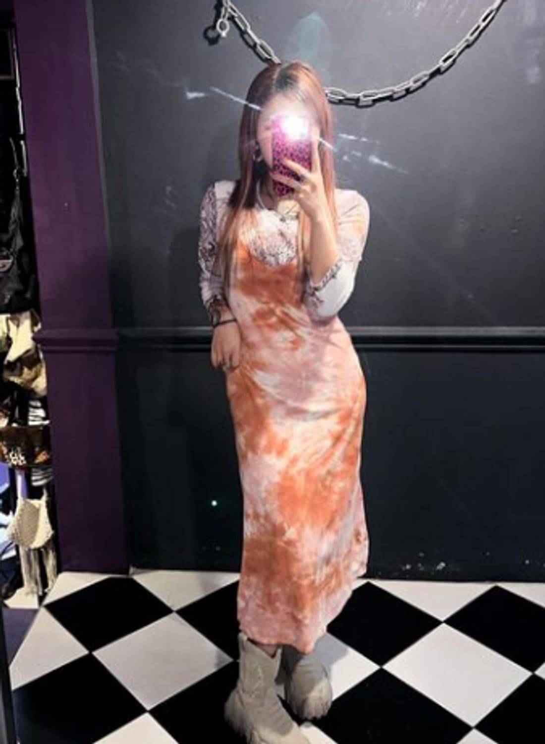 ORANGE DYEING SLEEVELESS MAXI OPS 상품이미지2