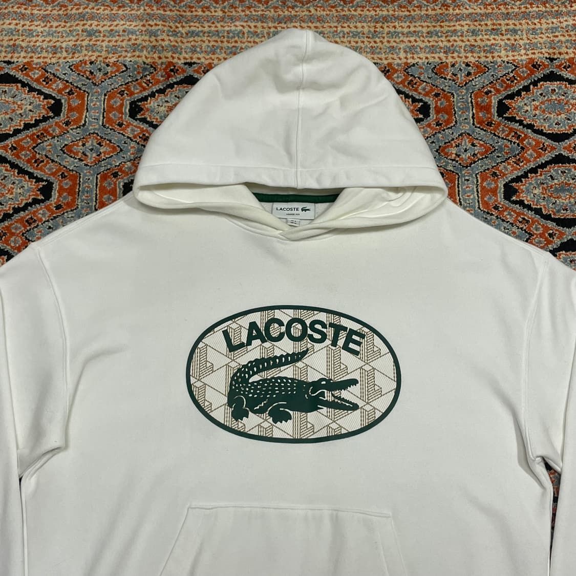 라코스테 시그니처로고 화이트 후드티셔츠 남성M 상품이미지3