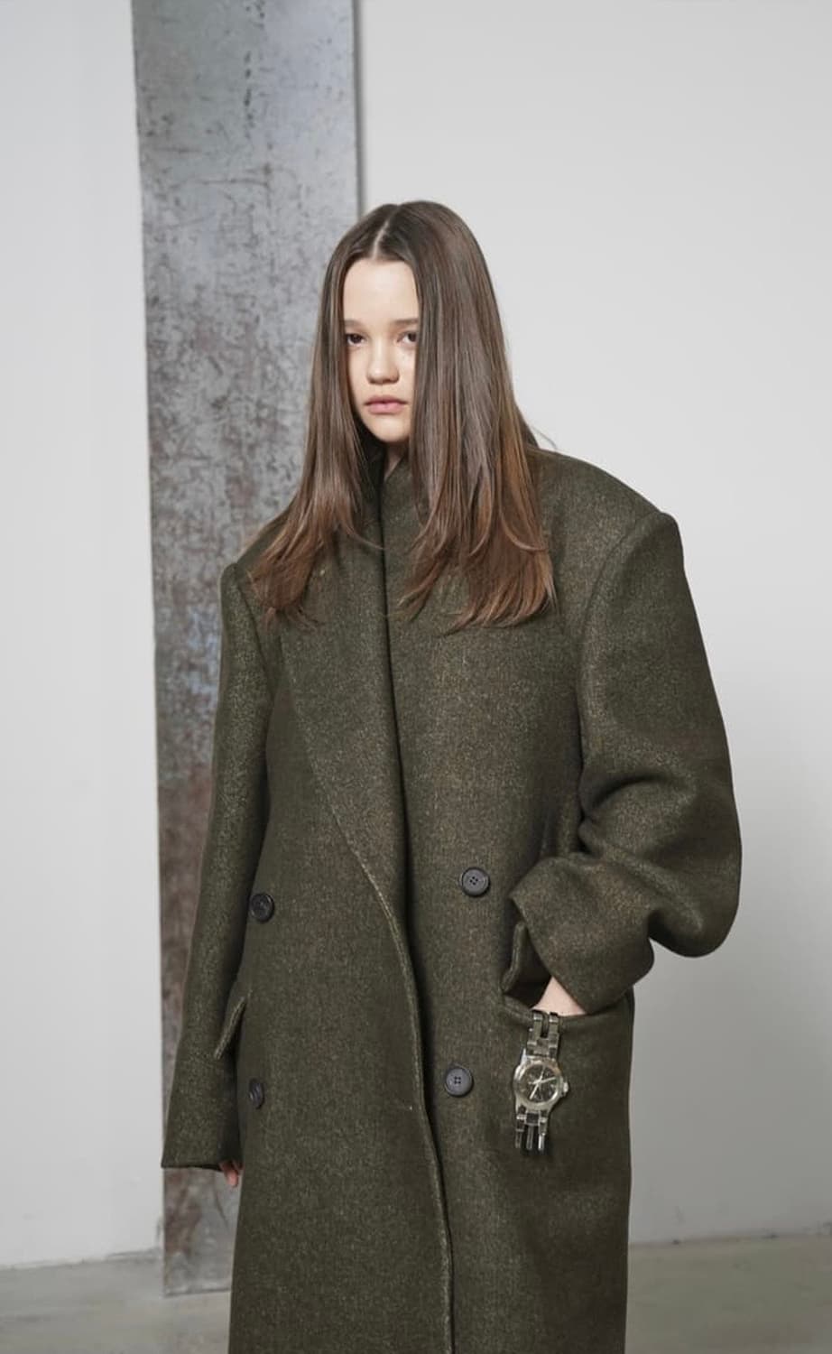 Yiyae 이예 더블코트 카키 상품이미지2