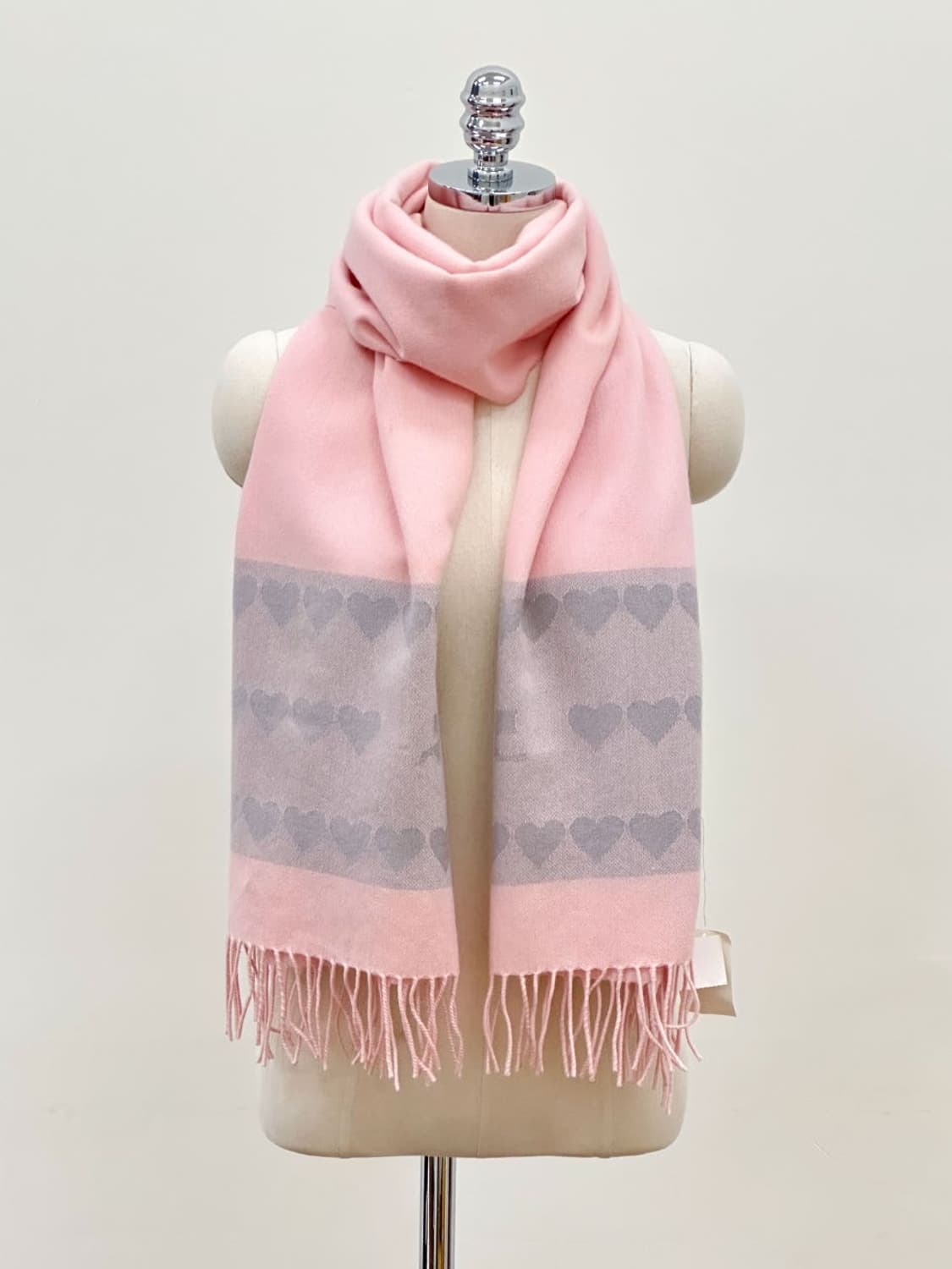 [새상품] courreges / 꾸레쥬 캐시미어 하트 핑크 머플러 상품이미지3