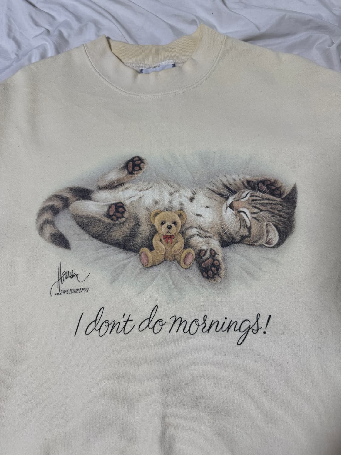 90s usa 리 헤비웨이트 캣 프린트 스웨트셔츠 상품이미지4