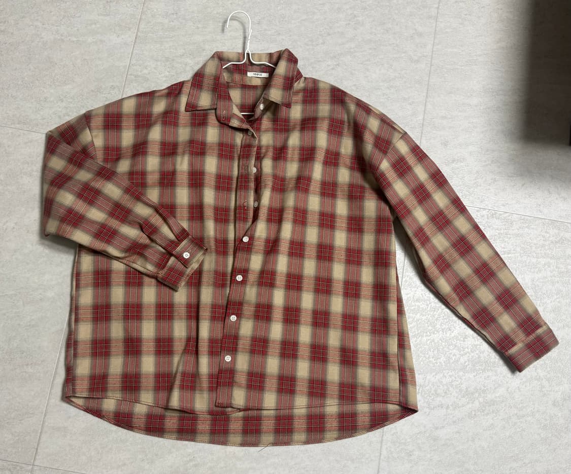 미니포에 버터크림 레드 체크 남방 셔츠 상품이미지1
