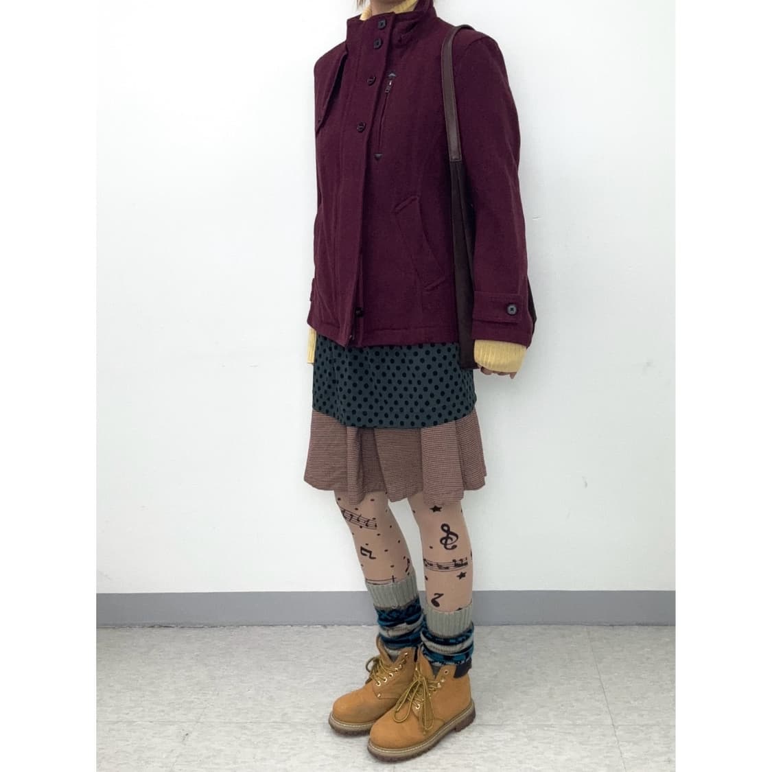 빈티지 버건디 플럼 락시크 하프 코트 상품이미지3
