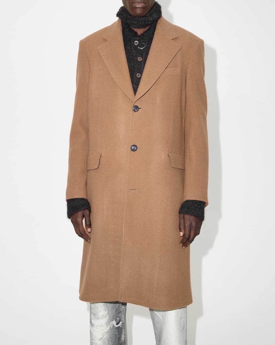 (정품/새상품) 아워레가시 남성 카멜 헤링본 돌핀 코트 상품이미지8