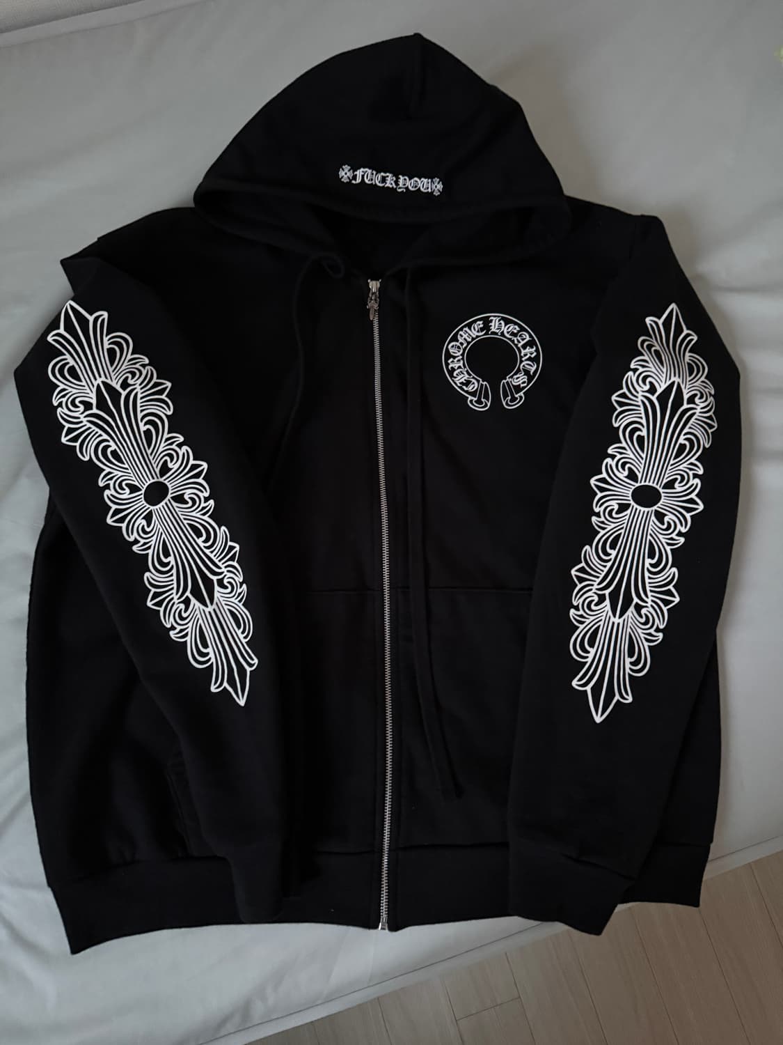 크롬하츠 플로랄 홀스슈 퍽 유 로고 후드집업 L사이즈 상품이미지1