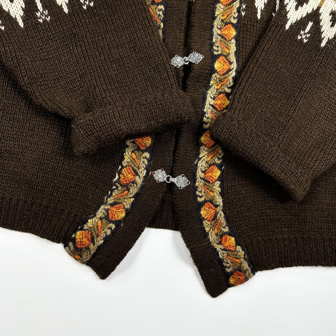 VTG 빈티지 아가일 울 케이프 니트 가디건 여성L 상품이미지4