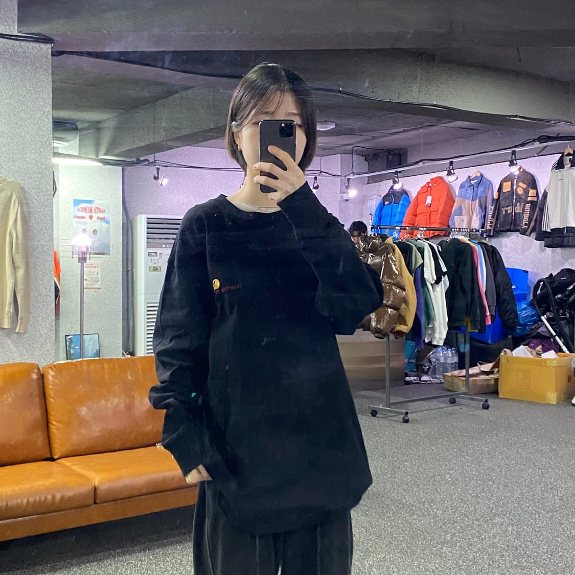 칼하트 스몰로고 블랙 롱슬리브 B4204 상품이미지1