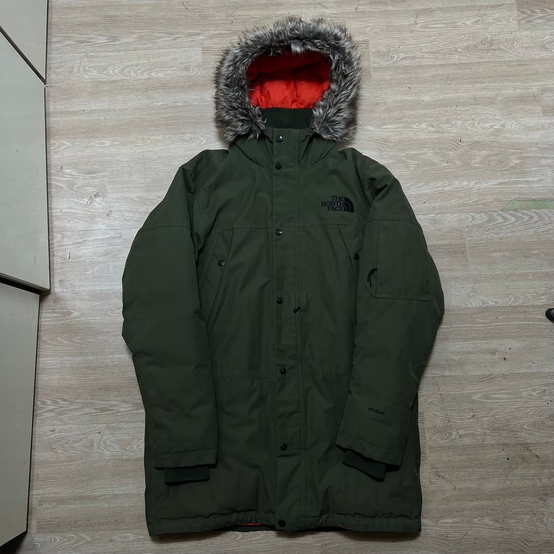 노스페이스 하이벤트 구스다운 퍼후드 파카 롱패딩 점퍼 [카키] M/95 상품이미지1
