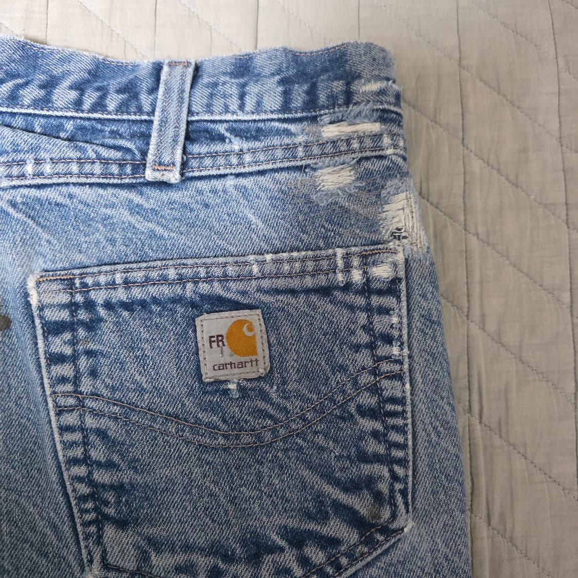 [40X30] 빈티지 칼하트 더블니 FR 데님팬츠 워시드 B20 상품이미지8