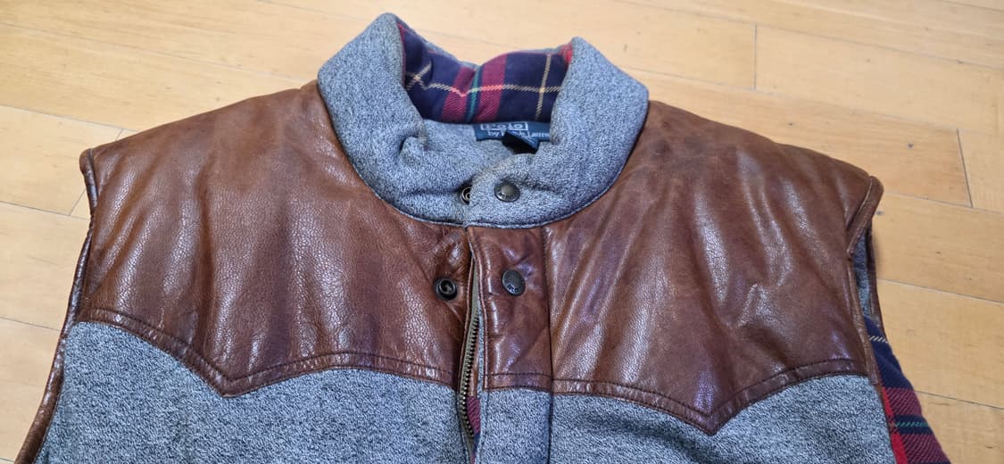폴로 랄프로렌 빈티지 사슴가죽 패치 패딩 조끼 xl 상품이미지3