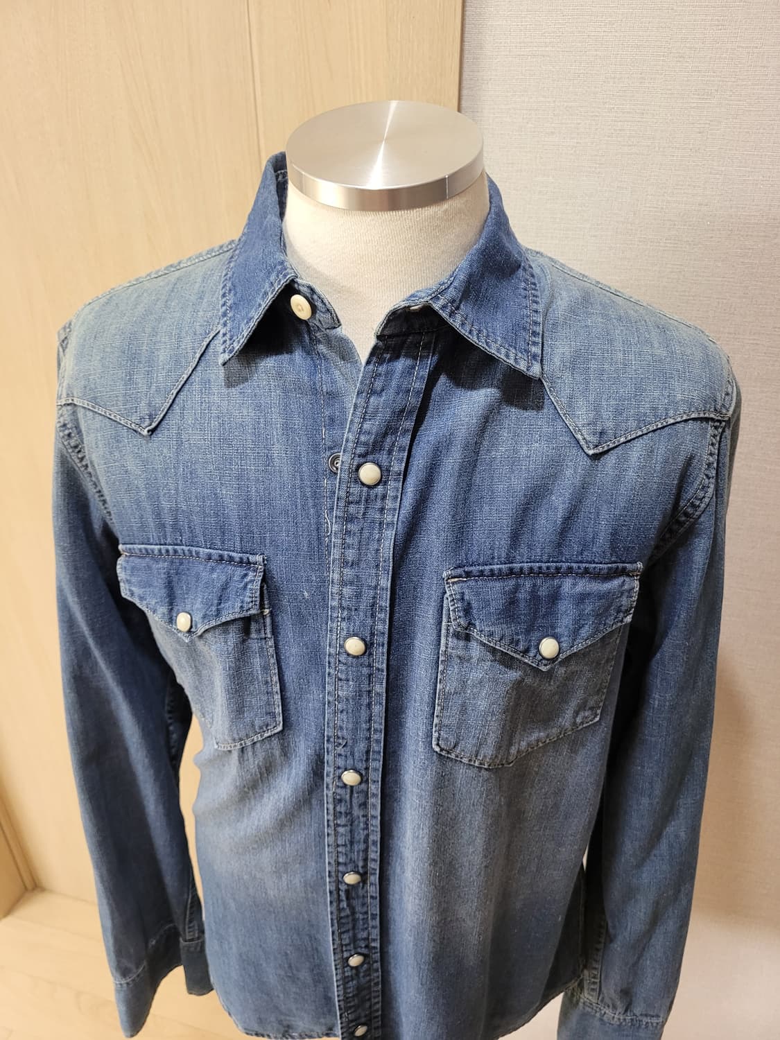 후아유 WHO.A.U 남자 웨스턴 데님 셔츠 L 블루 상품이미지2