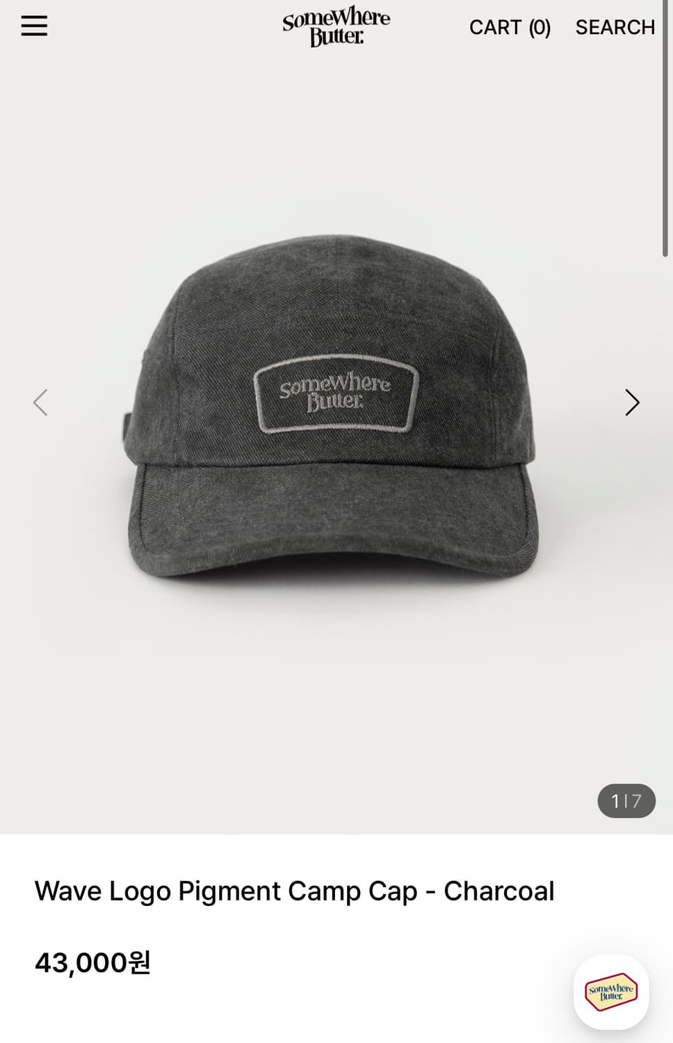 썸웨어버터 모자 Wave Logo Pigment Camp Cap 새상품 상품이미지1