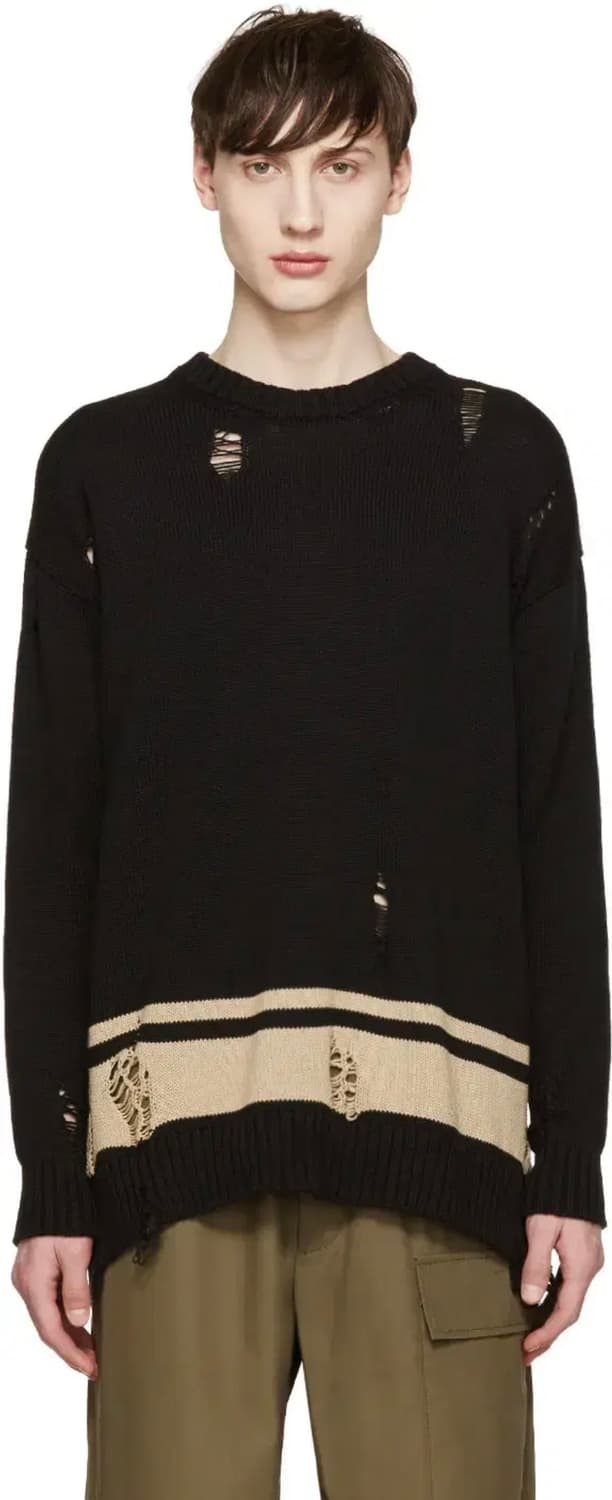 미하라 야스히로 블랙 디스트로이드 니트 상품이미지2