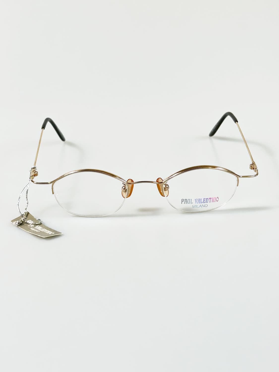 90s Paul Valentino 골드 오벌 반무테 빈티지 안경 상품이미지2