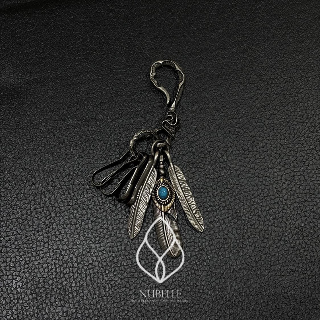 🌗 Turquoise feather keyring / 터키석 깃털 키링 상품이미지4