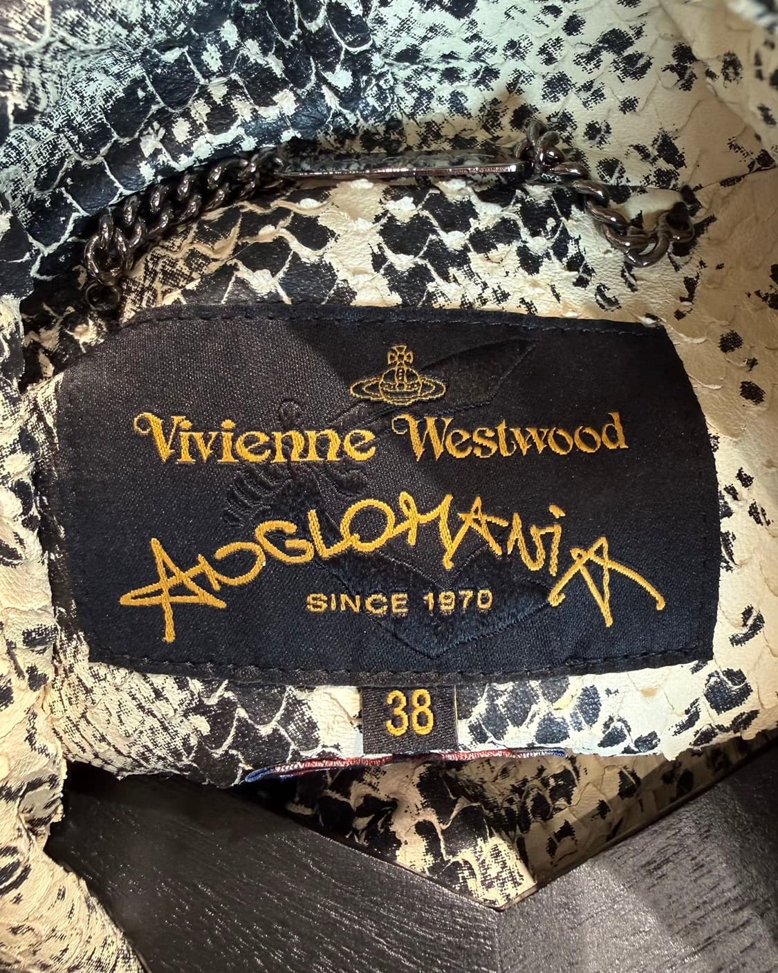 비비안 웨스트우드 옐로우 스네이크스킨 프린팅 램스킨 자켓  상품이미지8