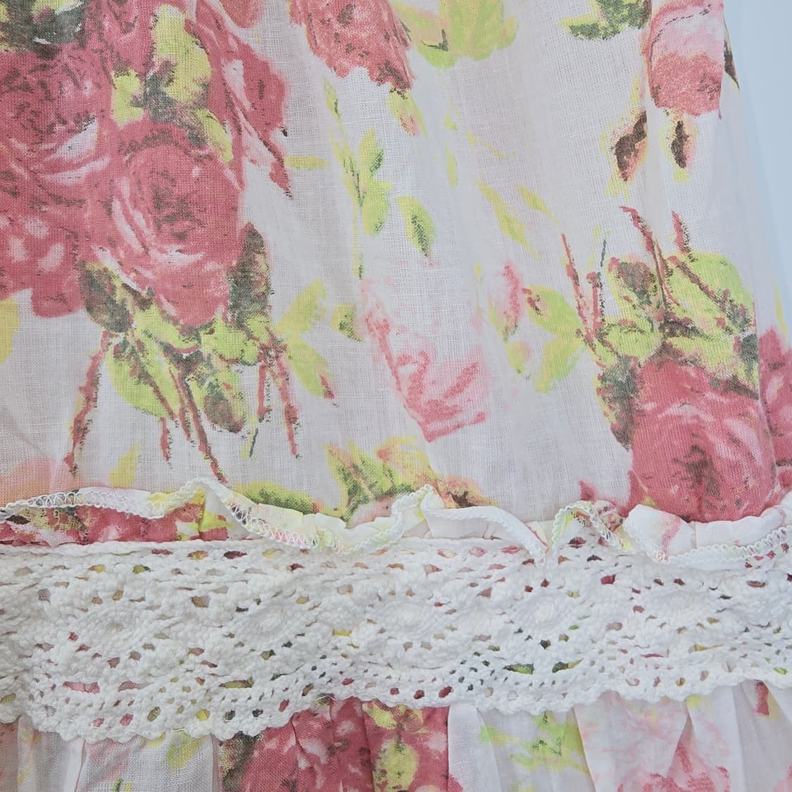 플라워 코튼 롱 원피스 캉캉 레이스 끈나시 상품이미지7