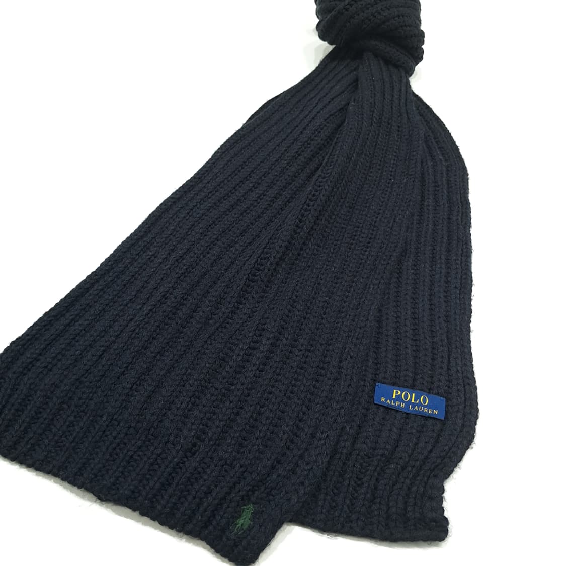 MX289 폴로 랄프로렌 블랙 리브드와플 니트 목도리 머플러 상품이미지3