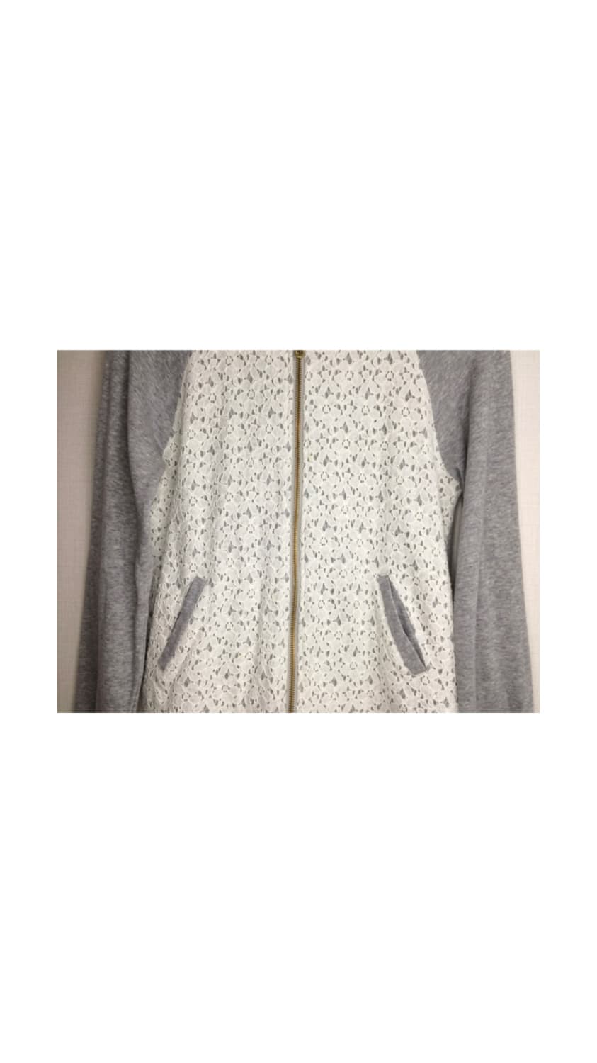 빈티지 그레이 레이스 후드집업 상품이미지2