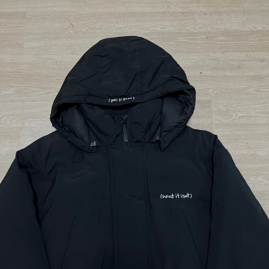 와릿이즌 마크 곤잘레스 스펠 로고 후드 롱패딩 점퍼 [블랙] L/100 상품이미지2