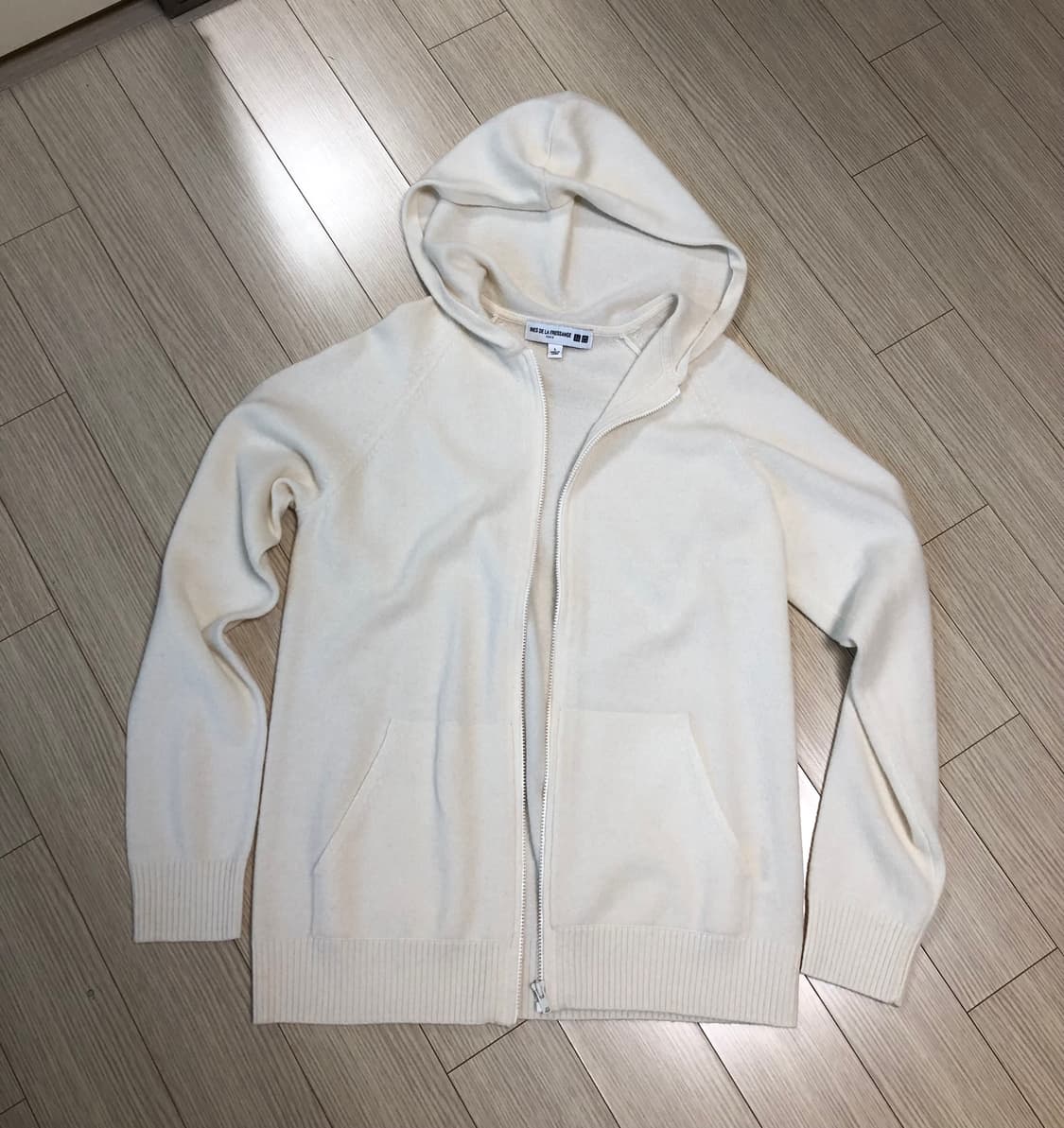 미착용 L 유니클로 X 이네스 캐시미어 100% 후드 집업 니트 가디건 상품이미지1