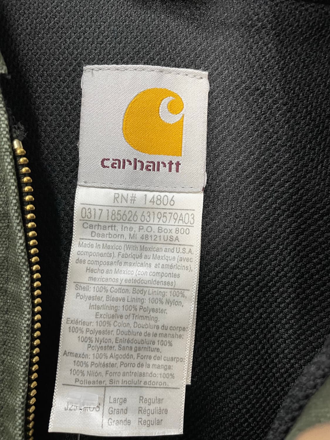 칼하트 카키 액티브 자켓 H1049 상품이미지5