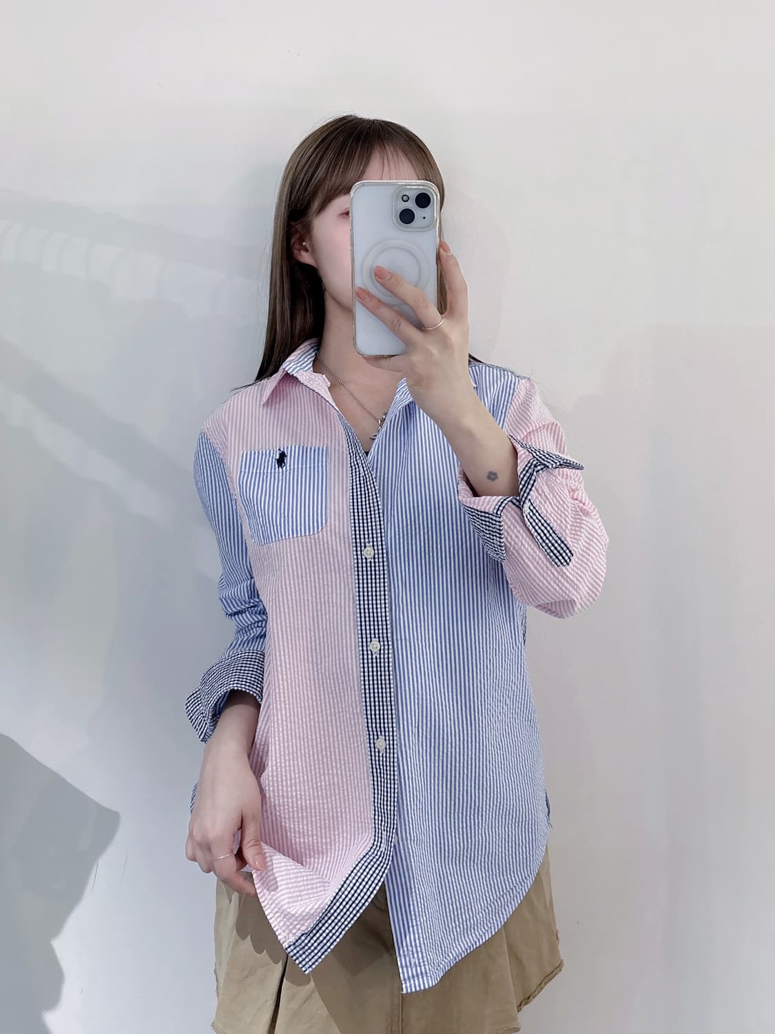 폴로랄프로렌 네이비포니 배색 스트라이프 셔츠 상품이미지2