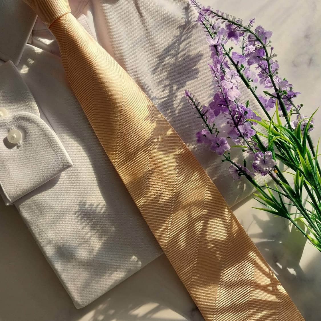 캘빈클라인 실크 살구빛옐로우 텍스처 넥타이 8.7cm A+등급 K1388 상품이미지8