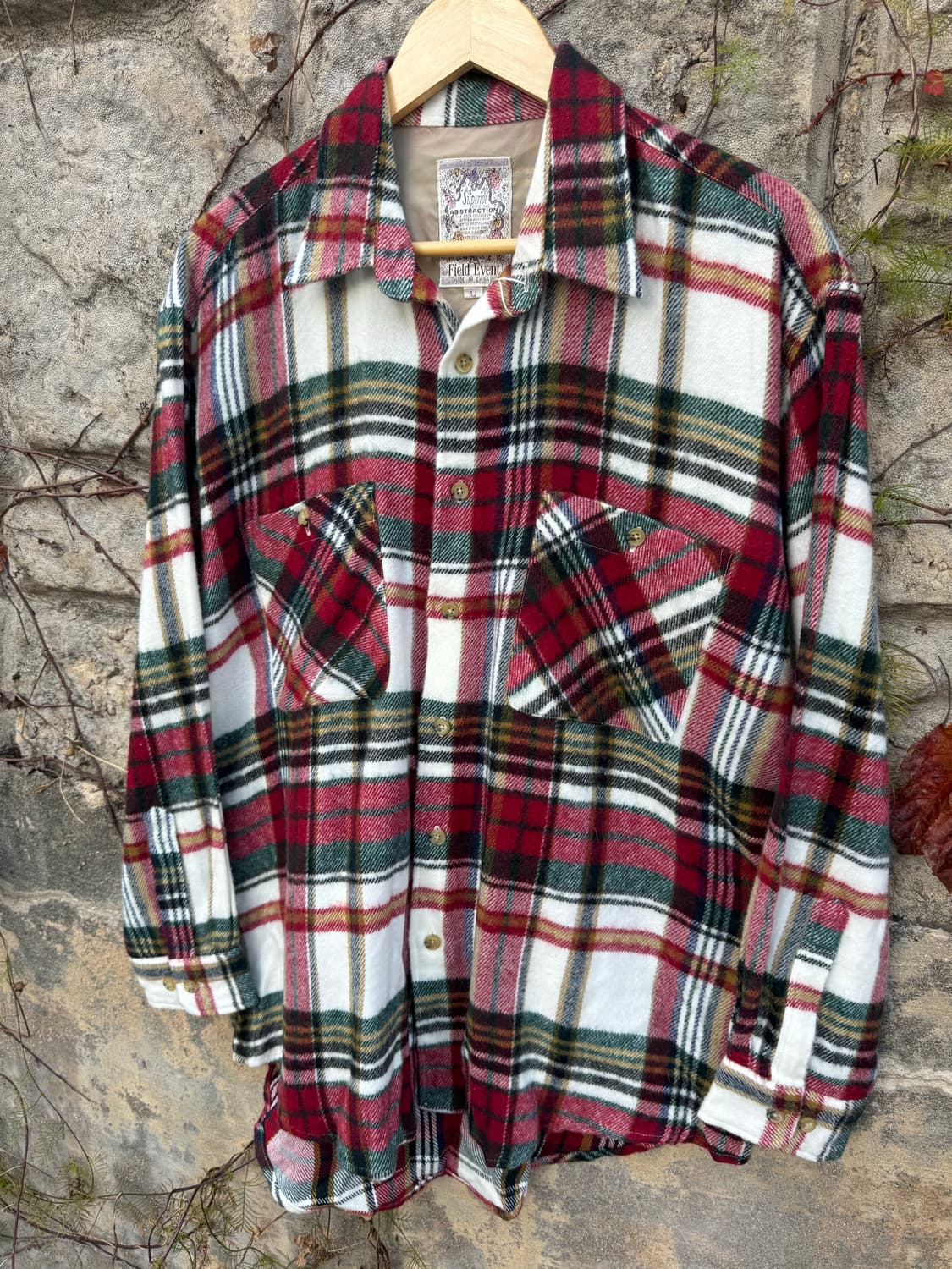 일본 빈티지 투포켓 멀티컬러 체크 패턴 플란넬 셔츠 L 상품이미지2