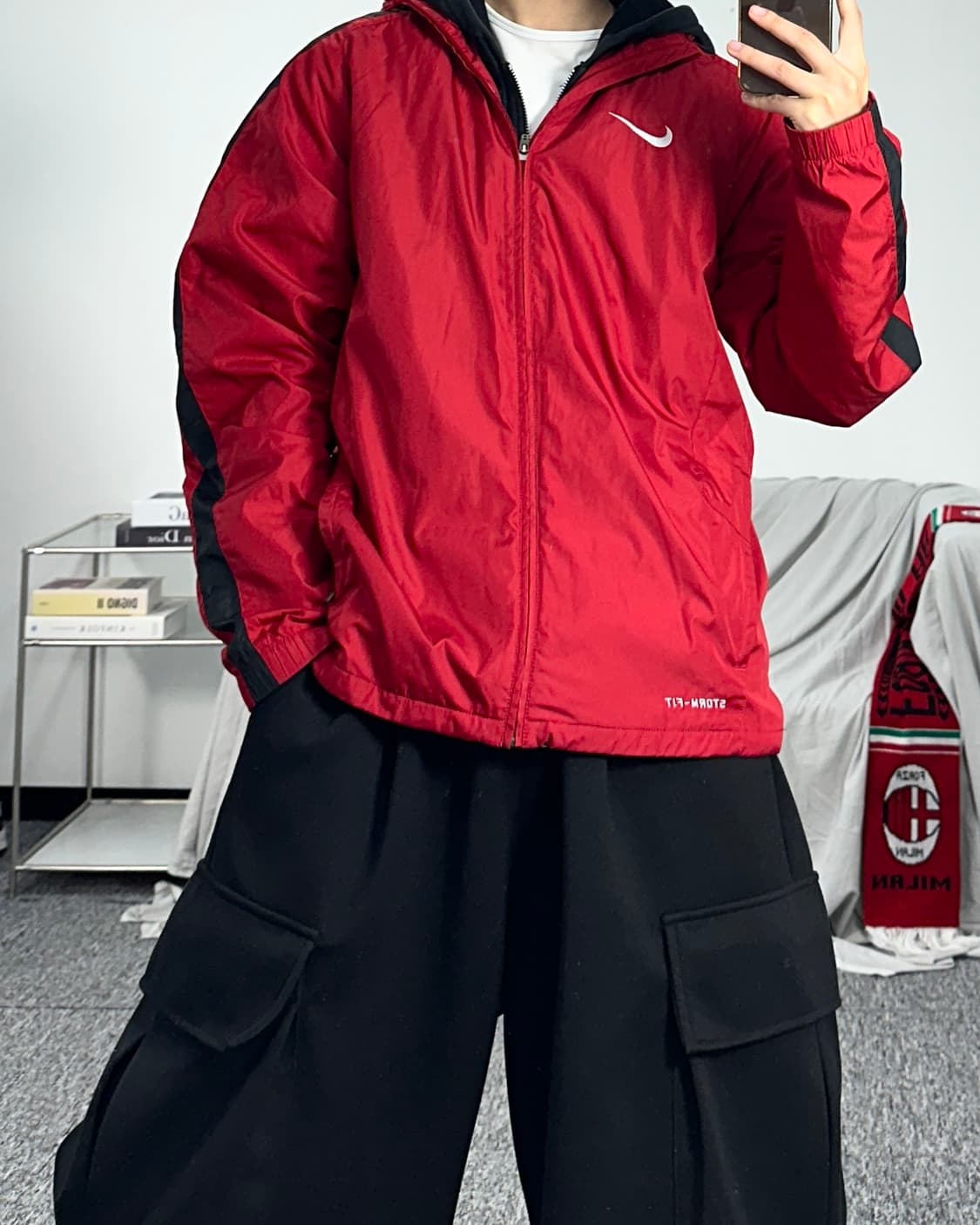 나이키 레드 사이드라인 스우시 바람막이 M 상품이미지3