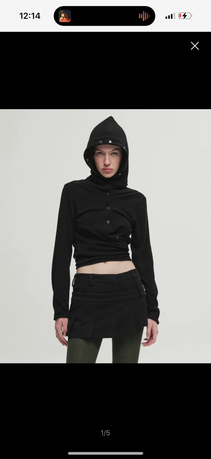 세릭 랩 후드 가디건 블랙/wrap hood cardigan black 상품이미지1