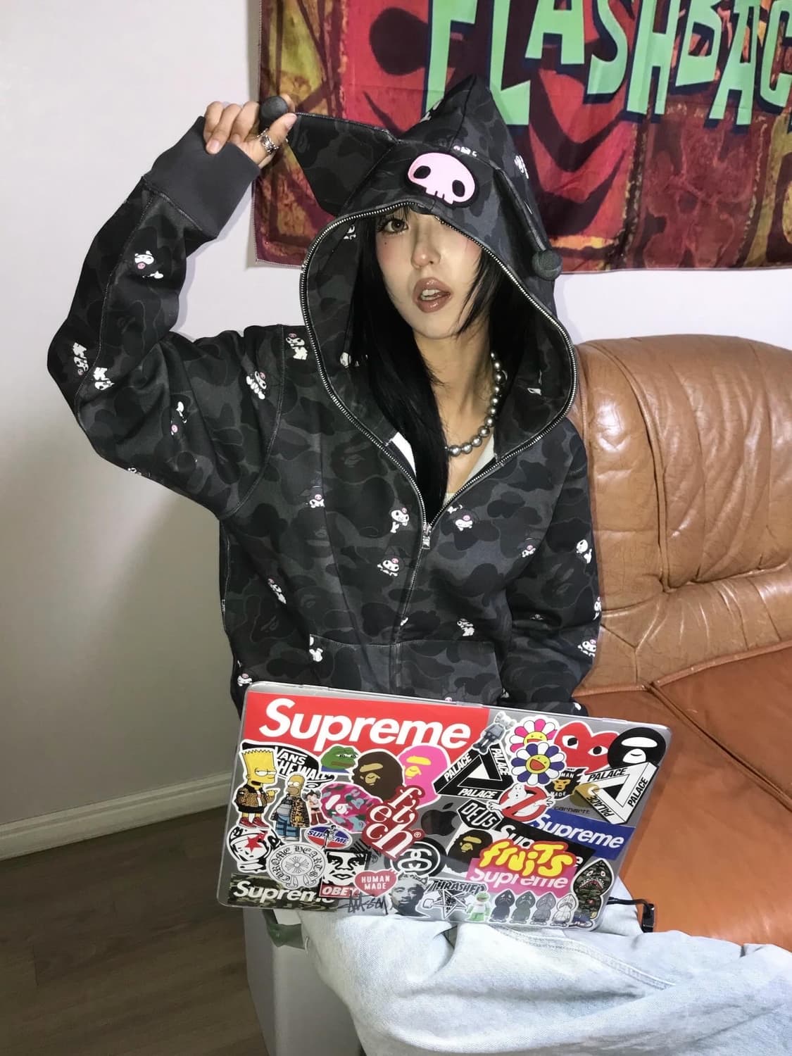 Bape X Sanrio Kuromi Hood Zip-Up 상품이미지2