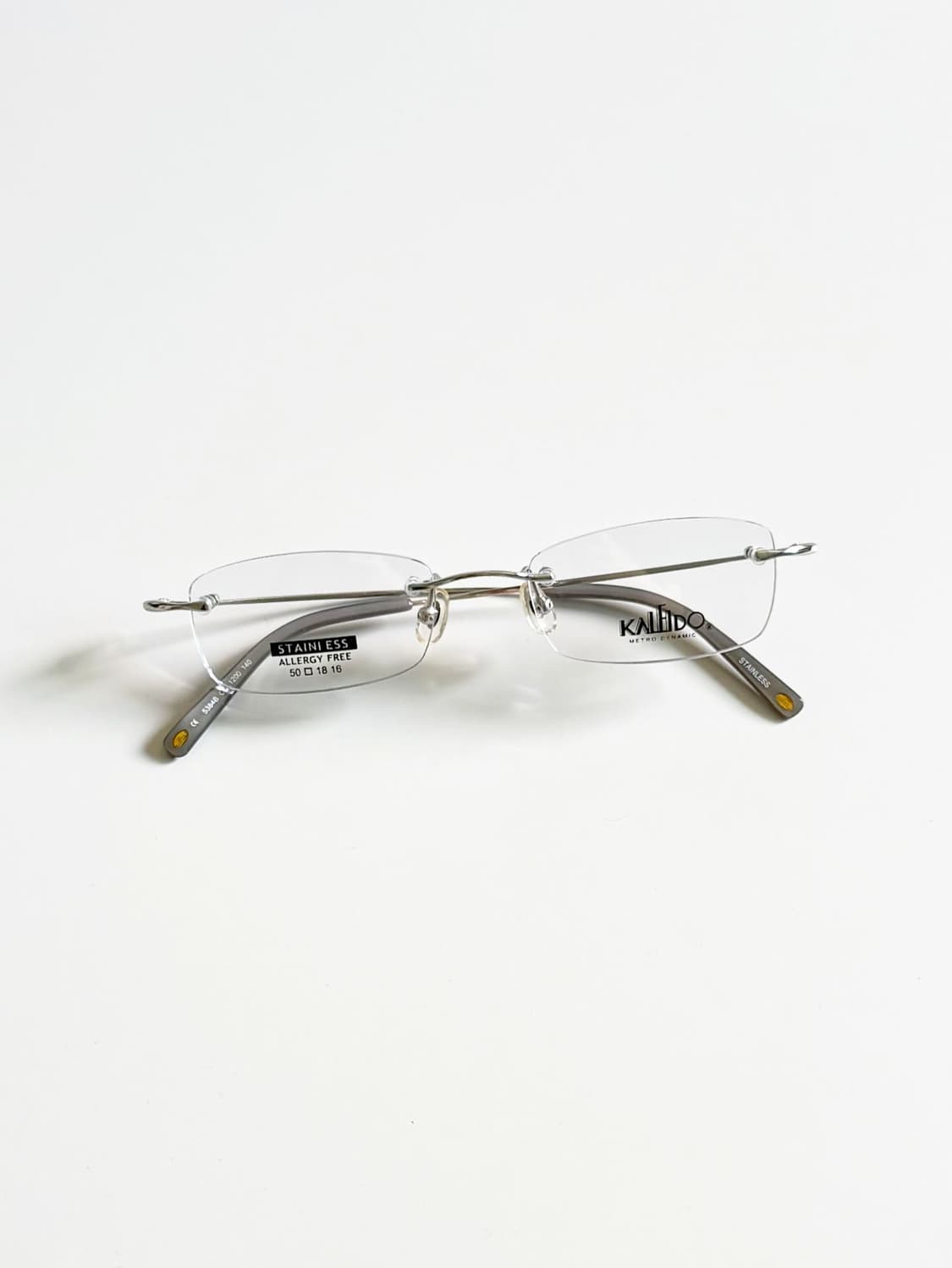 90s KALEIDO 실버 무테 스퀘어 메탈 빈티지 안경 상품이미지2