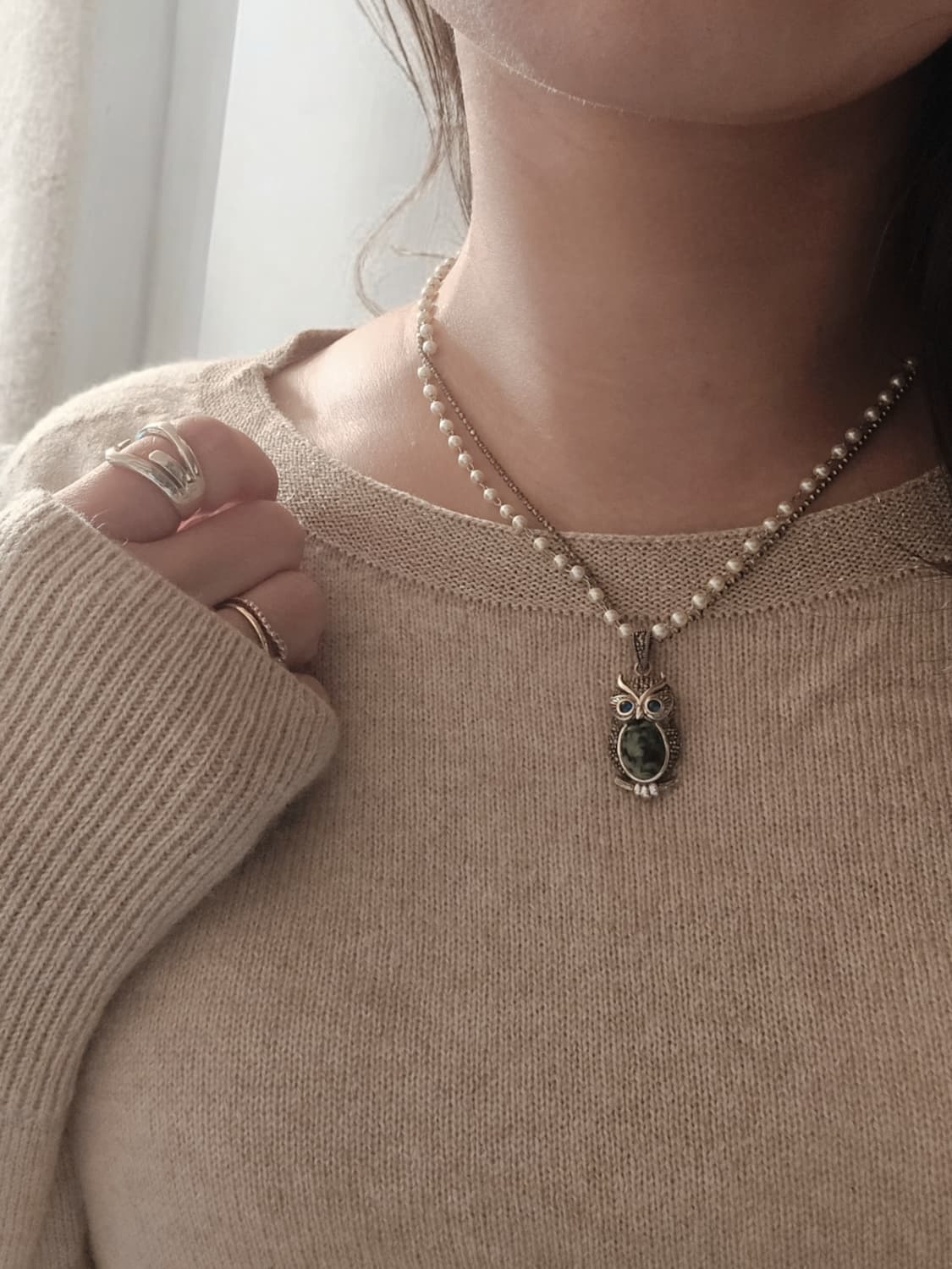 터키석 부엉이 팬던트 은 목걸이 상품이미지3