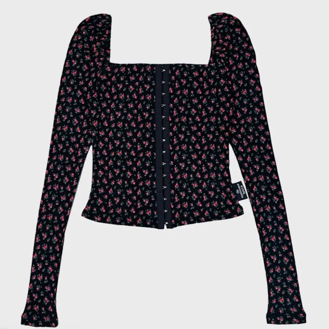 미스테리어스호텔 플라워퍼프 가디건 블랙 상품이미지2
