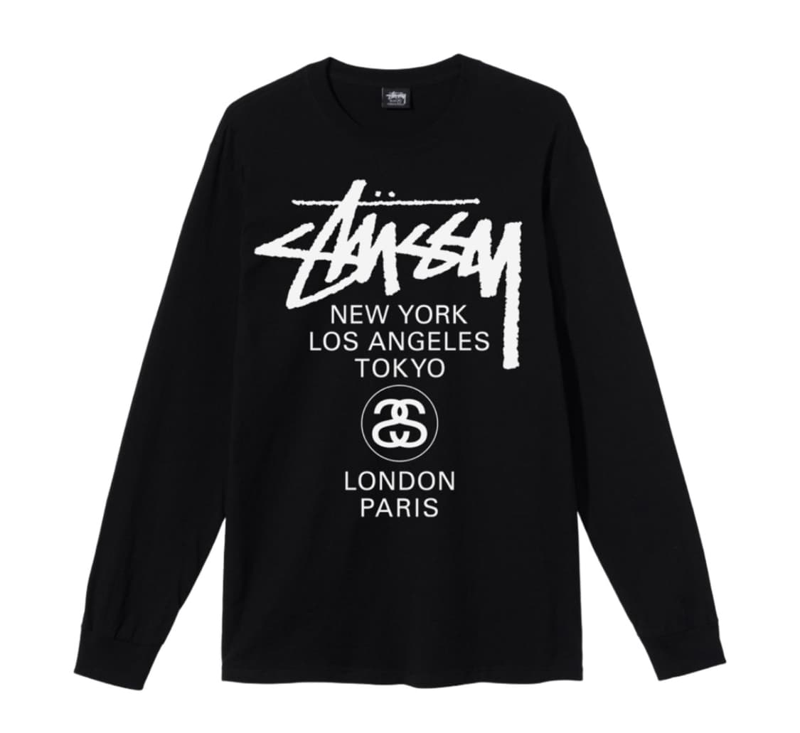 스투시 월드투어 롱슬리브 티셔츠 블랙 M 상품이미지1