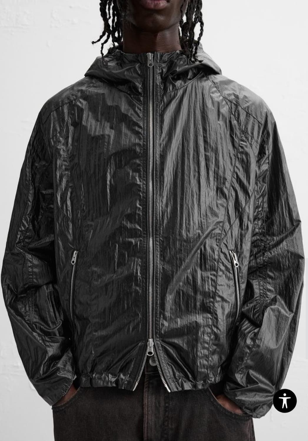 자라 크링클 바람막이 M 상품이미지4