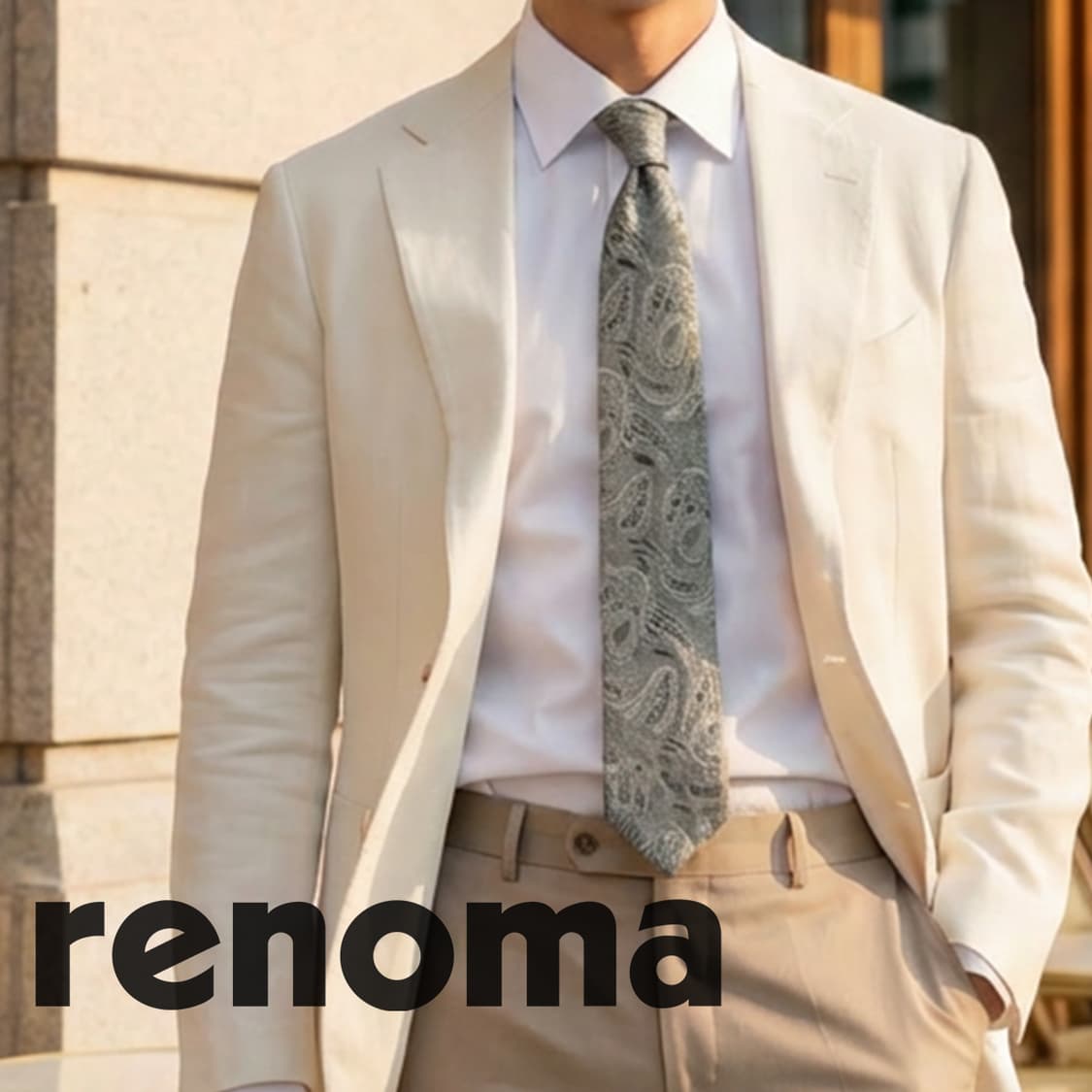 레노마 그레이 페이즐리 자카드 넥타이 8.8cm A+등급 K2443 상품이미지1