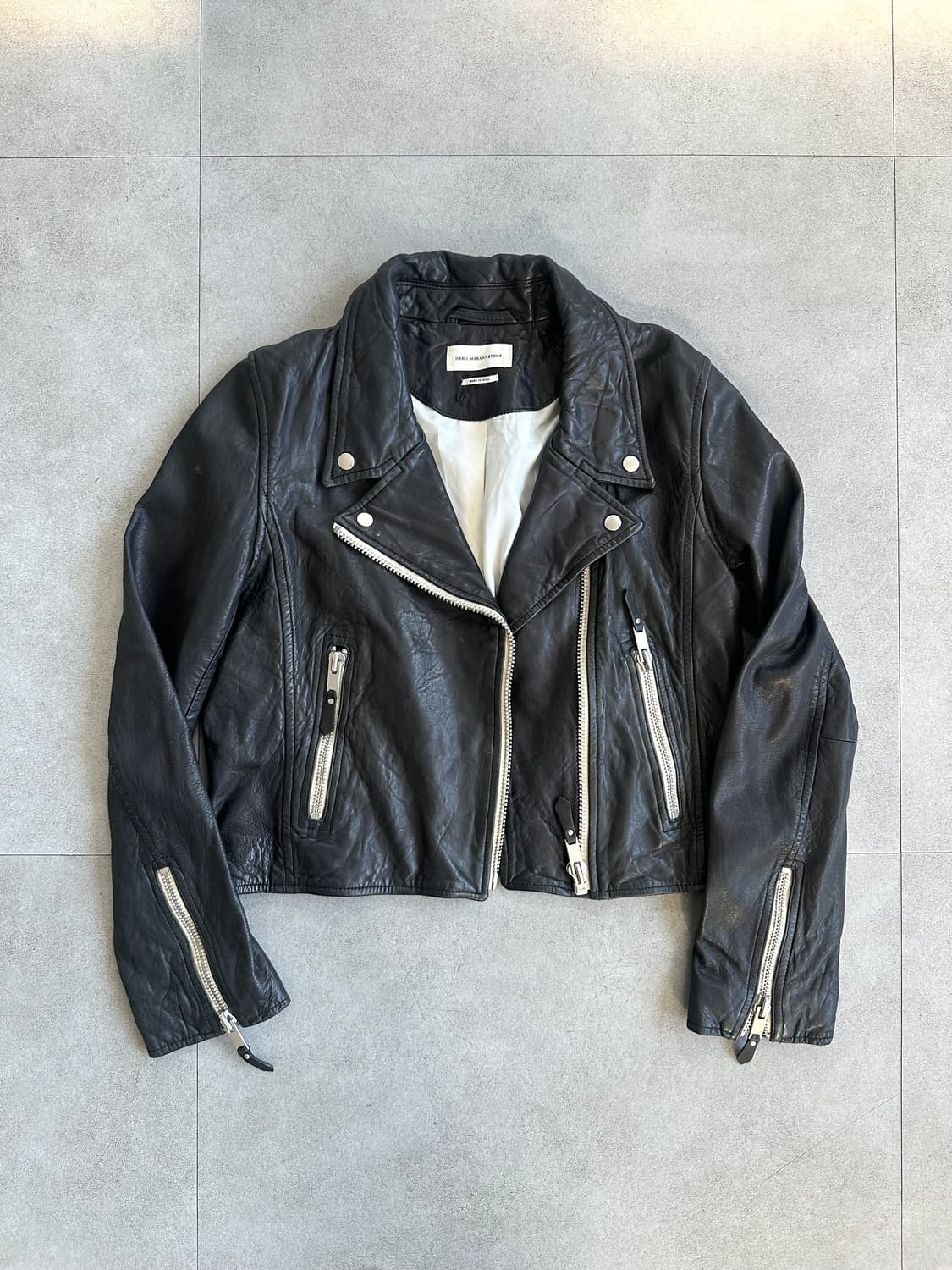 이자벨마랑 사선 하이넥 바이커 레더 자켓 상품이미지5