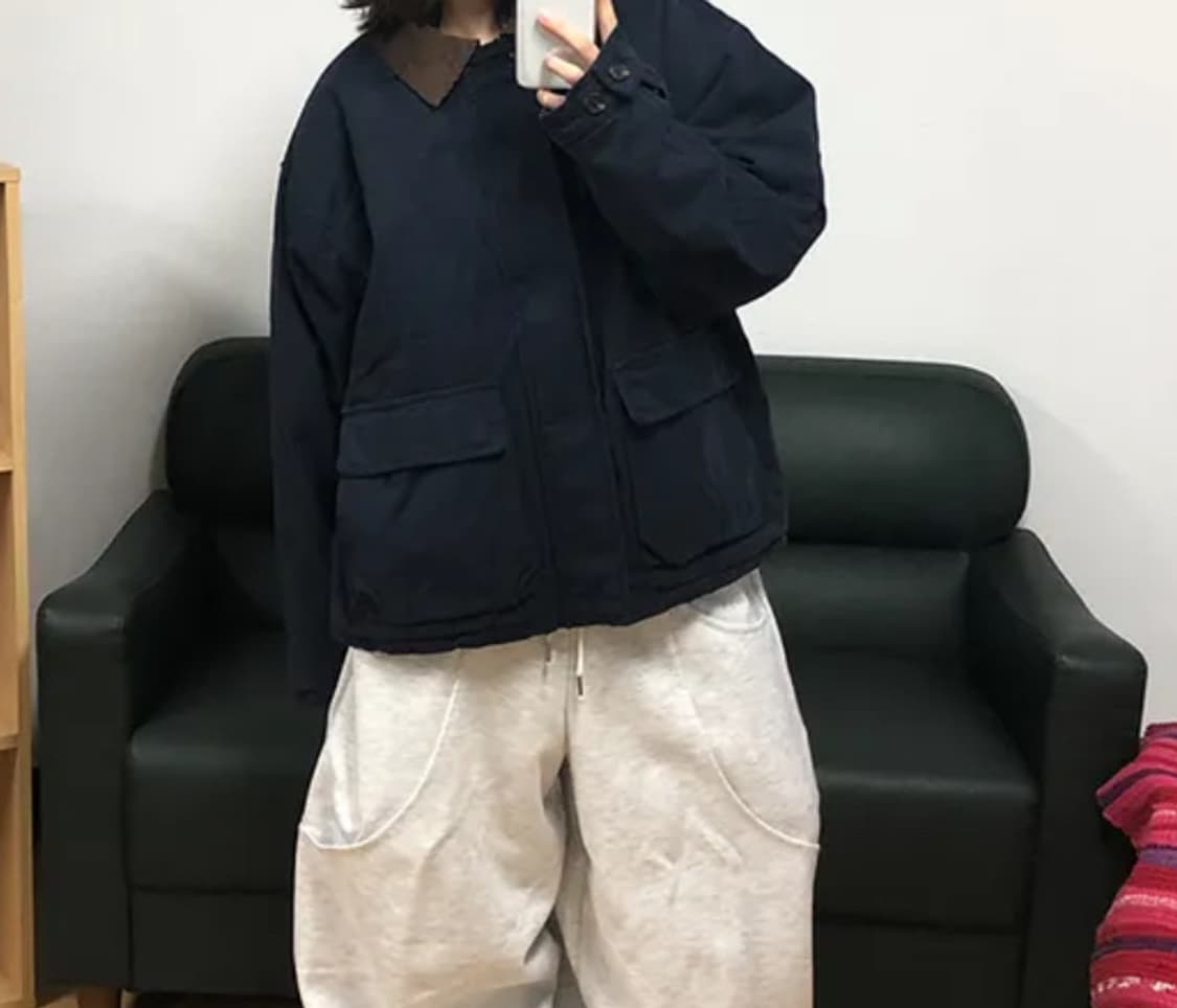 퀄팅 체크 자켓[네이비/Free] 상품이미지1