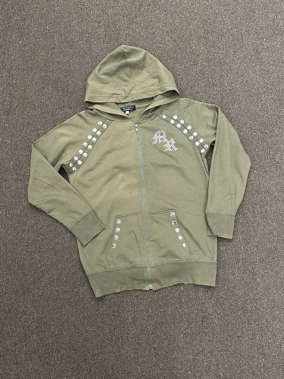 M)Japanese vintage 여성 스터드 카키 후디 상품이미지1