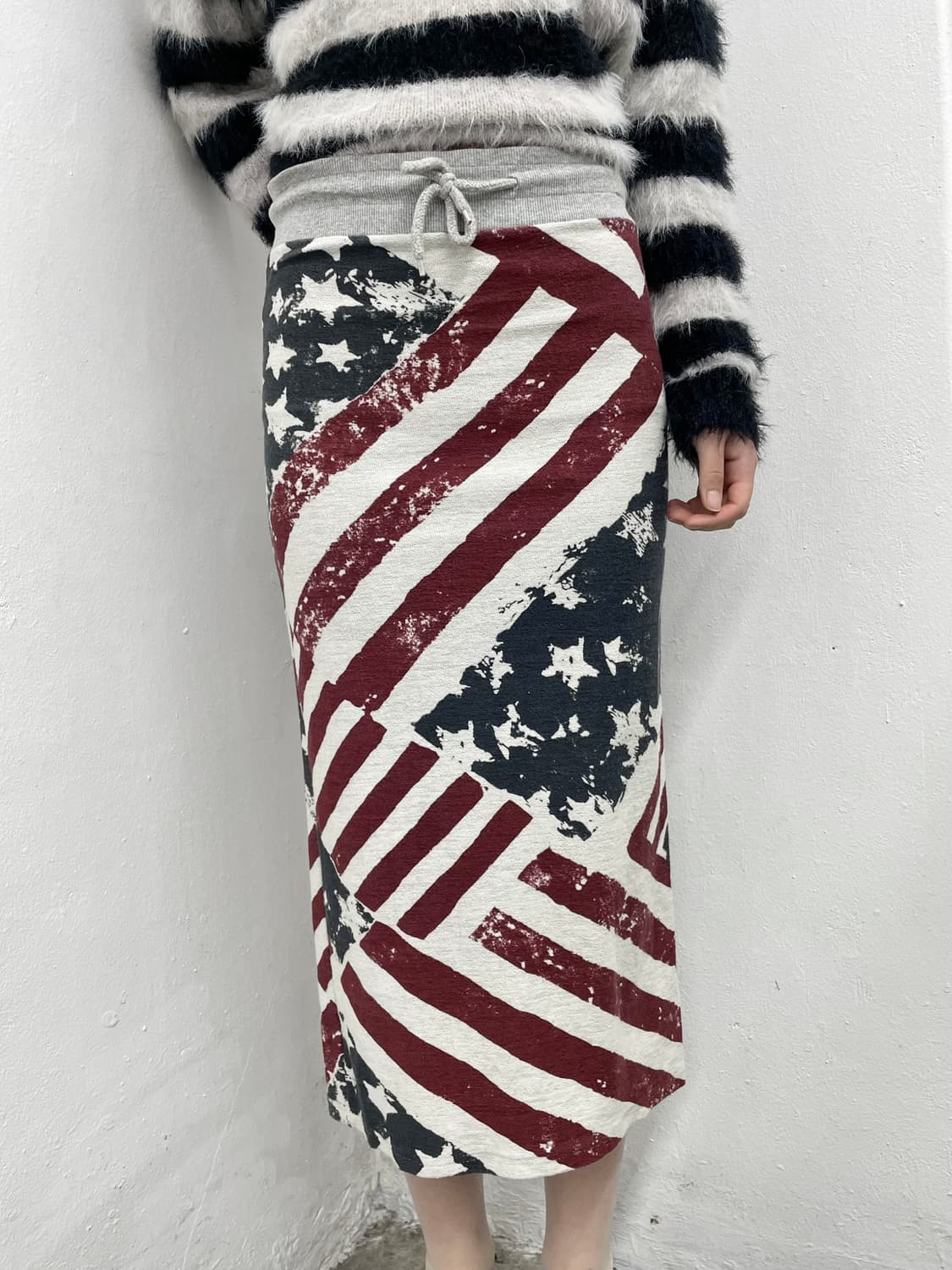 성조기 패턴 트임 롱 스커트  상품이미지2