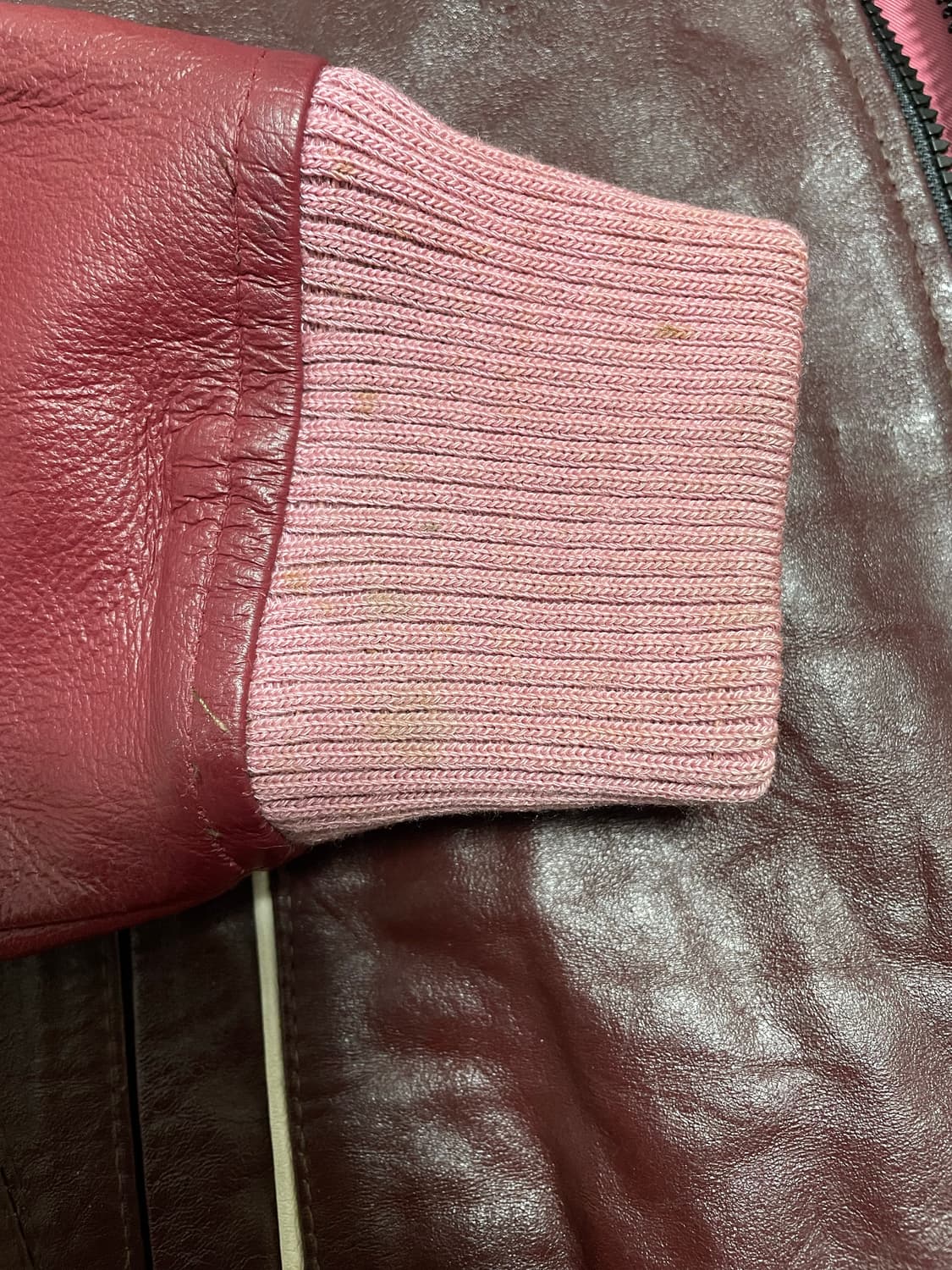 아이다스 빈티지 버건디 레더 자켓 상품이미지5