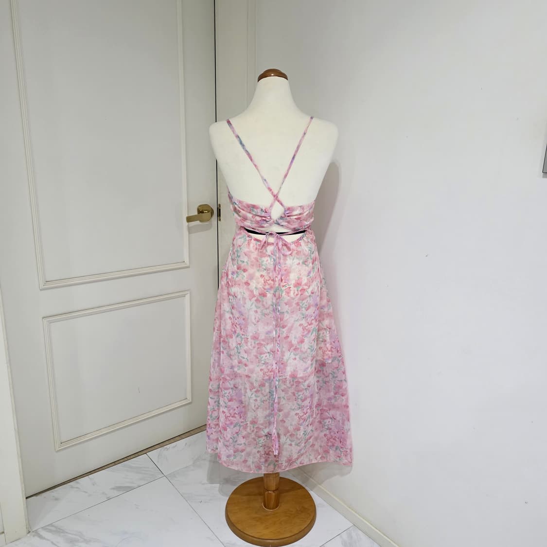 빈티지무드 백예린깔 수채화 셔링원피스 상품이미지4