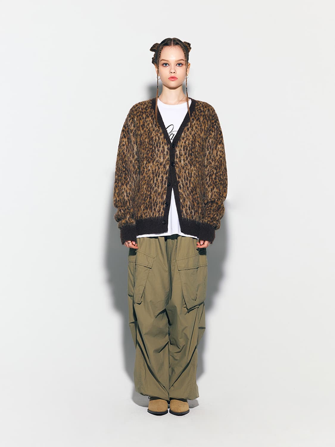 Asifcalie  LEOPARD KNIT CARDIGAN BROWN 상품이미지2