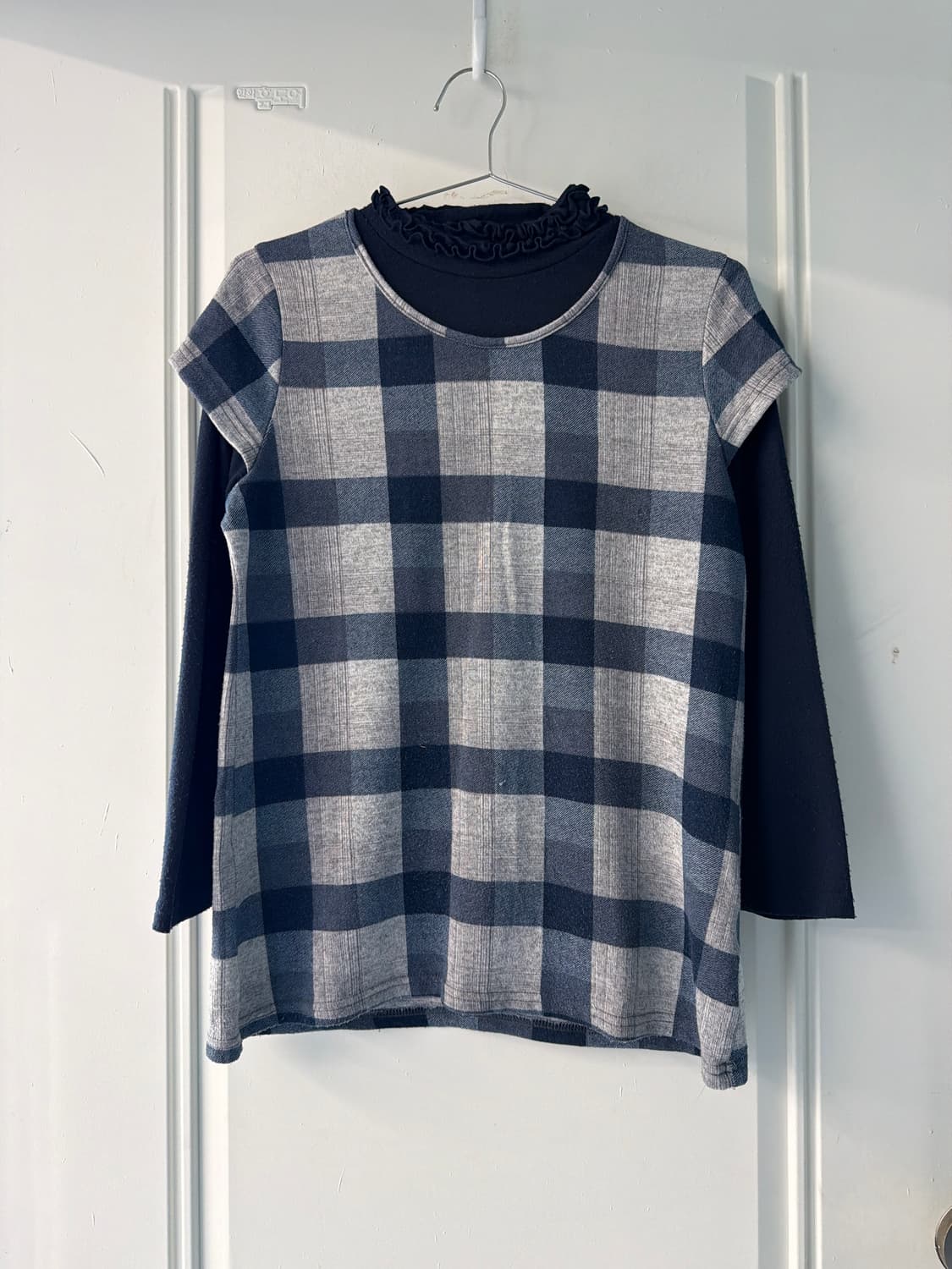 일본빈티지 네이비체크 모리 롱슬리브 상품이미지6