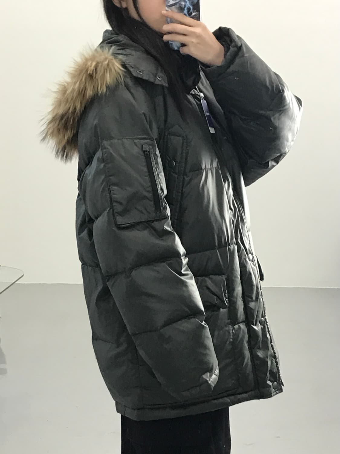 캠프7 울프조 카키 털 패딩 상품이미지4