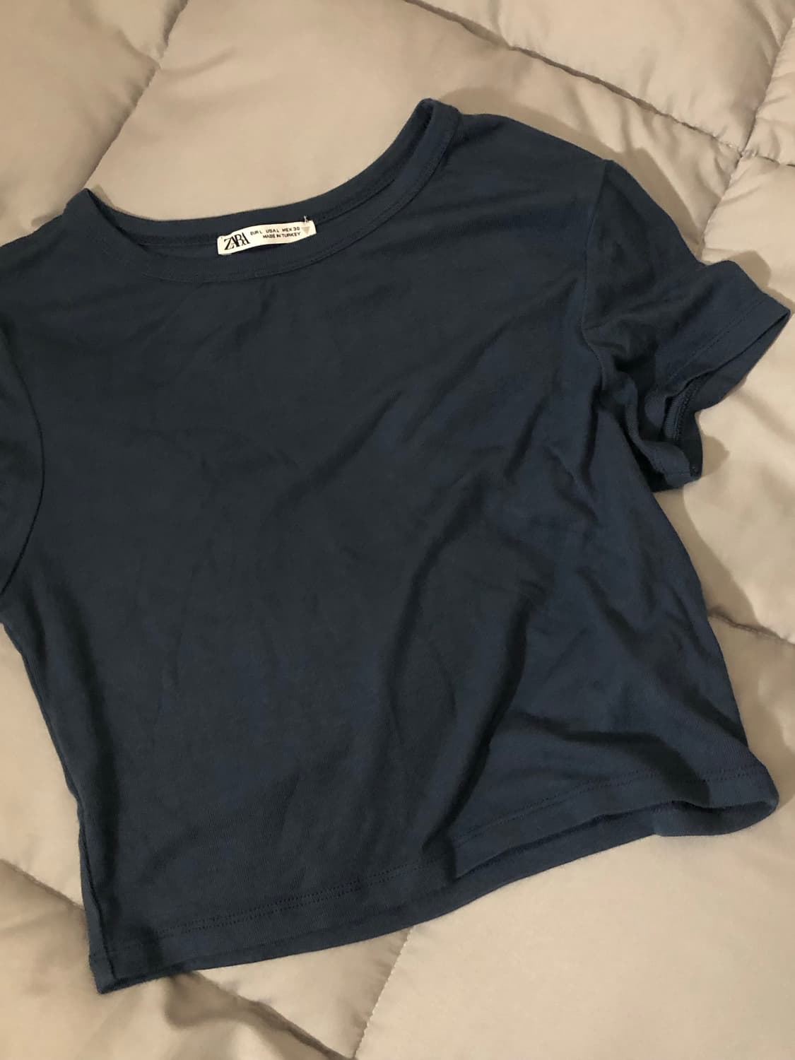 자라 크롭 반팔티 네이비 상품이미지1